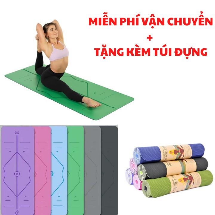 Thảm Yoga định tuyến tpe 6mm, 8mm 2 lớp-Thảm tập gym tập thể dục tại nhà chống trơn trượt