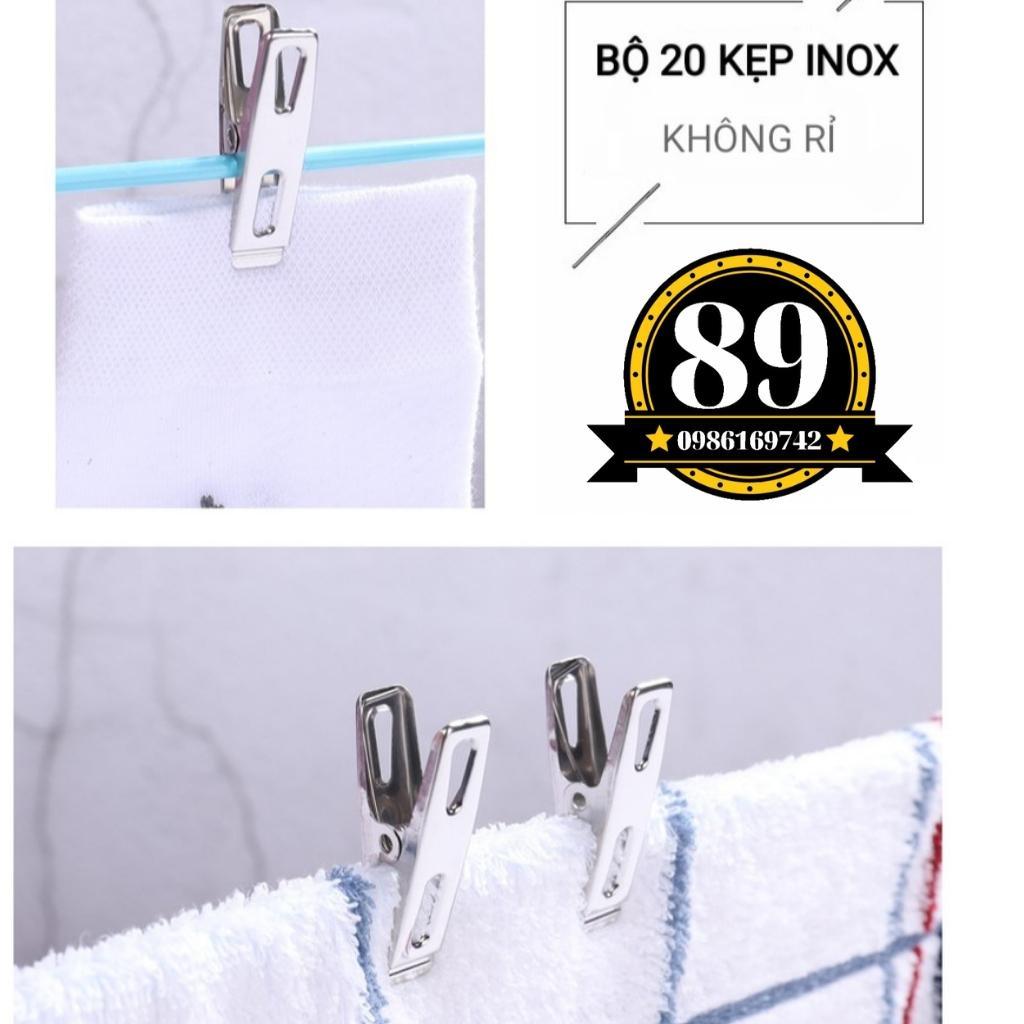 Vỉ 20 kẹp quần áo inox cao cấp không gỉ NC06 hàng đẹp