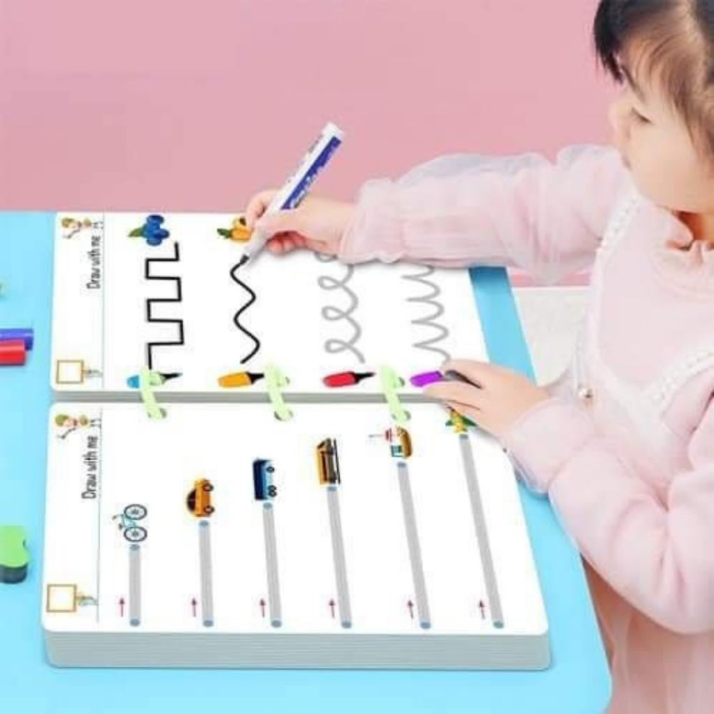 Tập tô vẽ thông minh, sách viết xóa được 64 trang - Đồ chơi Giáo dục toàn diện Montessori cho bé từ 2-3-4-5 tuổi