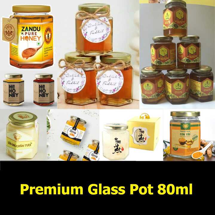 Combo 10 hũ thủy tinh nhỏ mẫu lục giác 80ml nắp thiếc vàng vặn – hủ thuỷ tinh đựng mật ong, yến chưng, dầu dừa, thức uống, sữa chua, thực phẩm, hũ gia vị