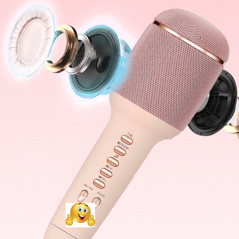 Loa Bluetooth Karaoke Cao Cấp, Micro Karaoke Không Dây Bluetooth Kiêm Loa Nghe Nhạc 3 Trong 1, {Loa Kép Stereo}, Micro Hút Giọng Cực Tốt, Pin Trâu, Hỗ Trợ Cuộc Gọi Rảnh Tay, Thẻ Nhớ TF, Thay Đổi Giọng, FM Radio - Hàng Chính Hãng