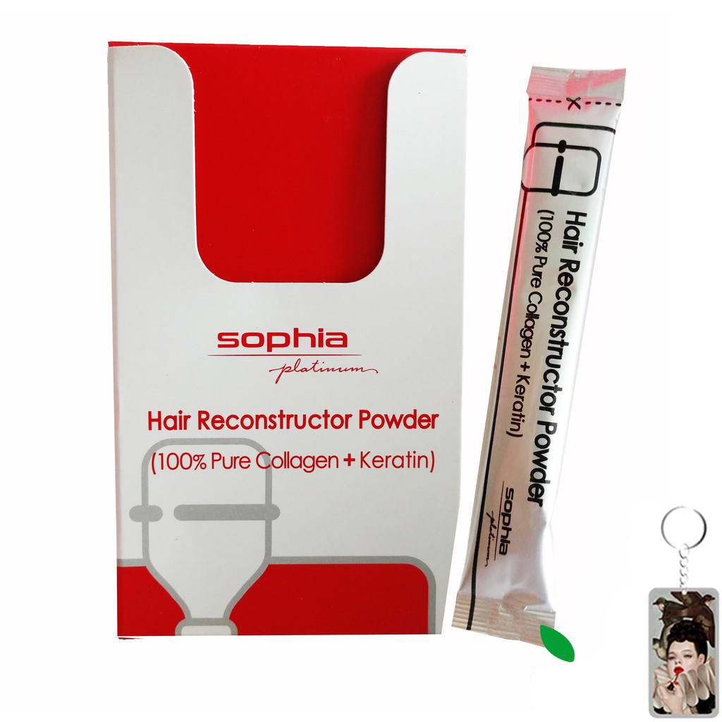 Bột collagen và Keratin Shophia phục hồi tóc hư nát  tặng kèm móc khóa