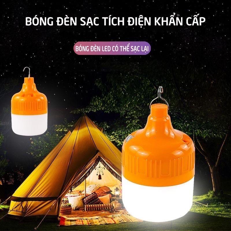 Bóng Đèn LED Sạc USB Tích Điện Công Suất 20W, 120W, Có Móc Treo Đi Kèm