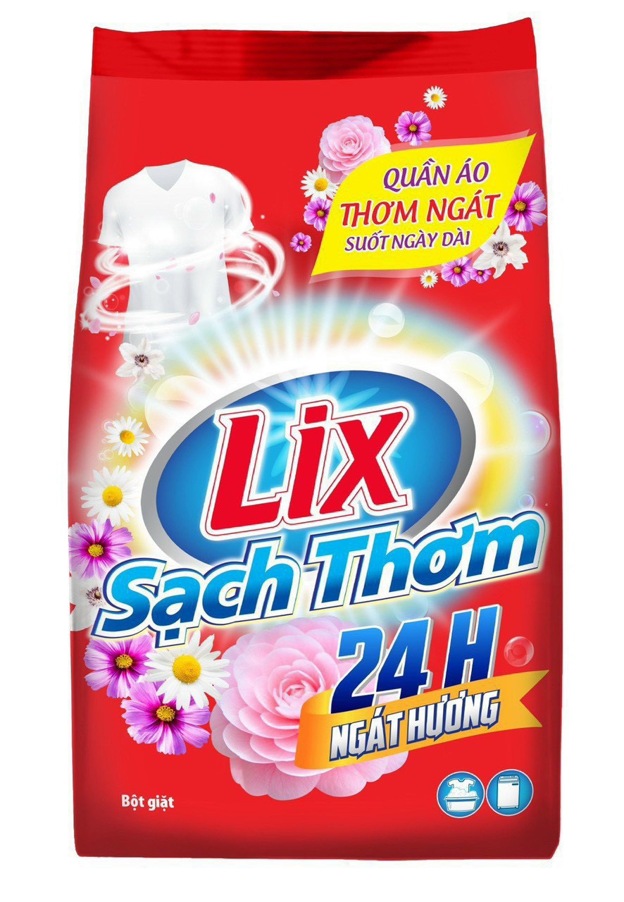 Bột giặt Lix Sạch Thơm hương hoa 5.5kg ES550 tăng gấp đôi sức mạnh giặt tẩy, dùng cho giặt tay hoặc giặt máy