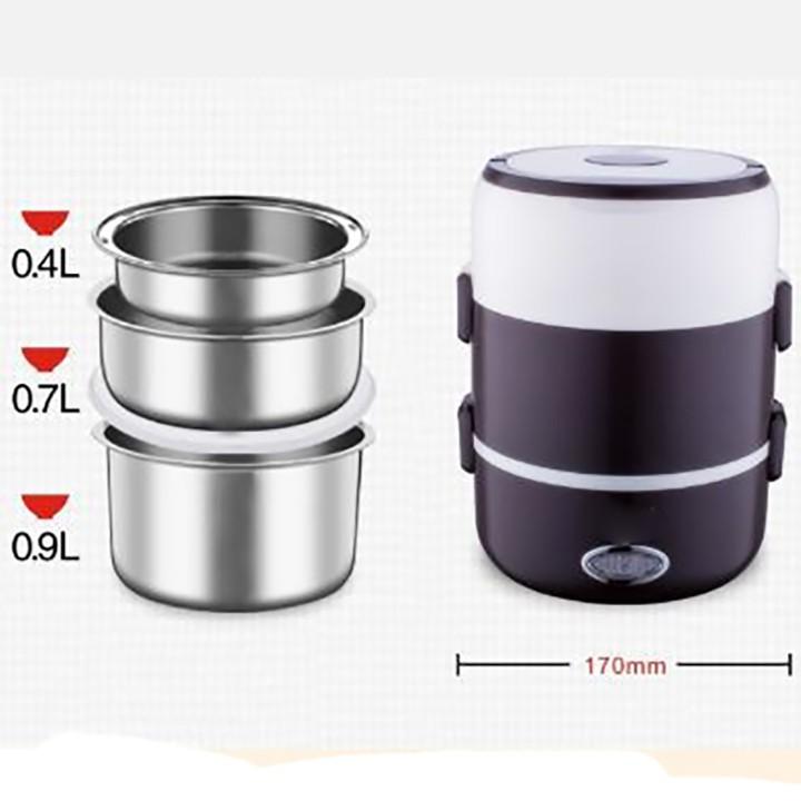 Cặp Lồng Cắm Điện 3 Tầng ruột inox Cao Cấp Giữ Nóng Thức Ăn Liên Tục