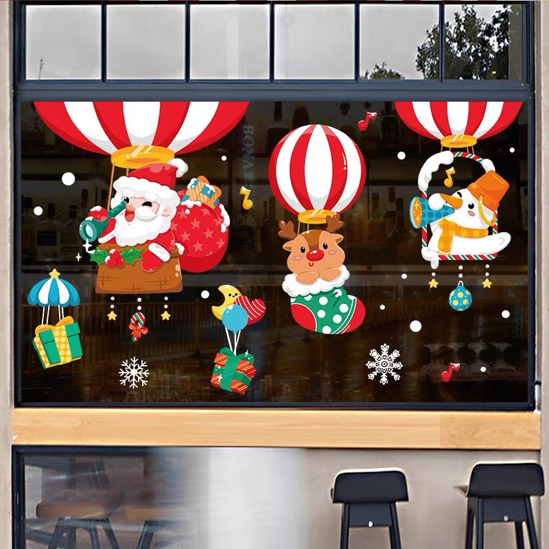 Decal Dán Kính Trang Trí Noel Hít Tĩnh Điện ( ko cần keo ) AMJ044