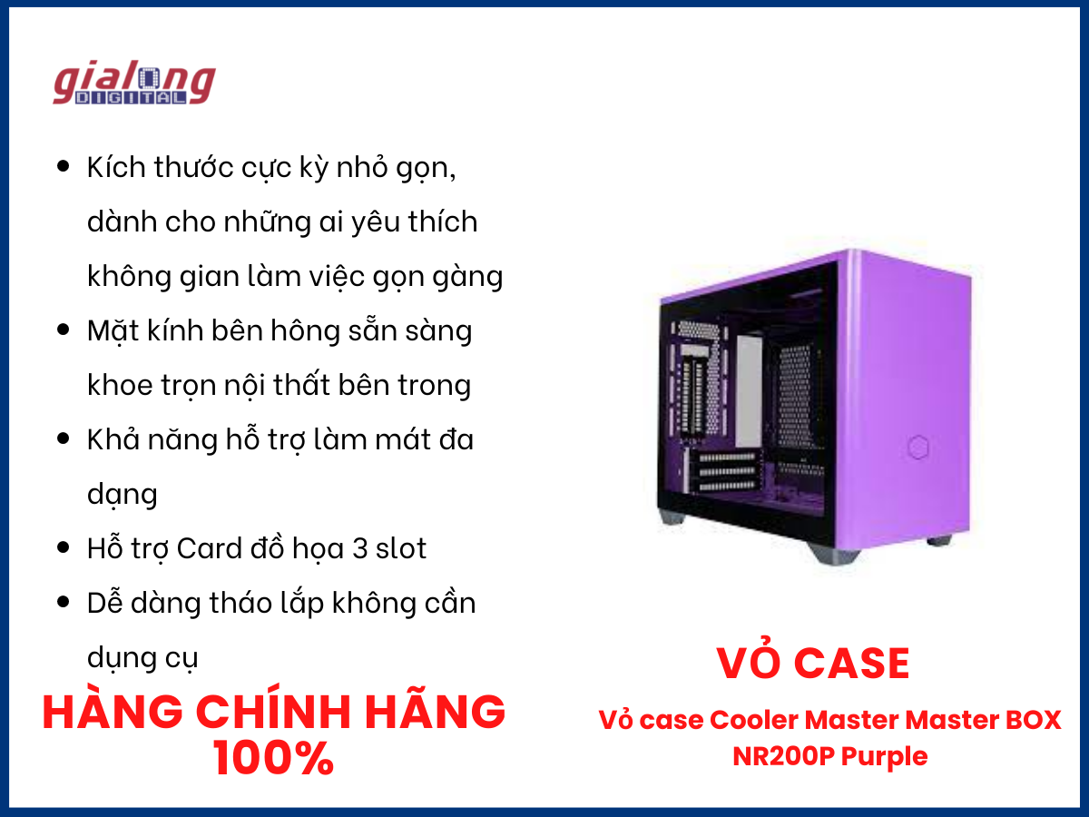 Vỏ case Cooler Master Master BOX NR200P Purple - Hàng chính hãng