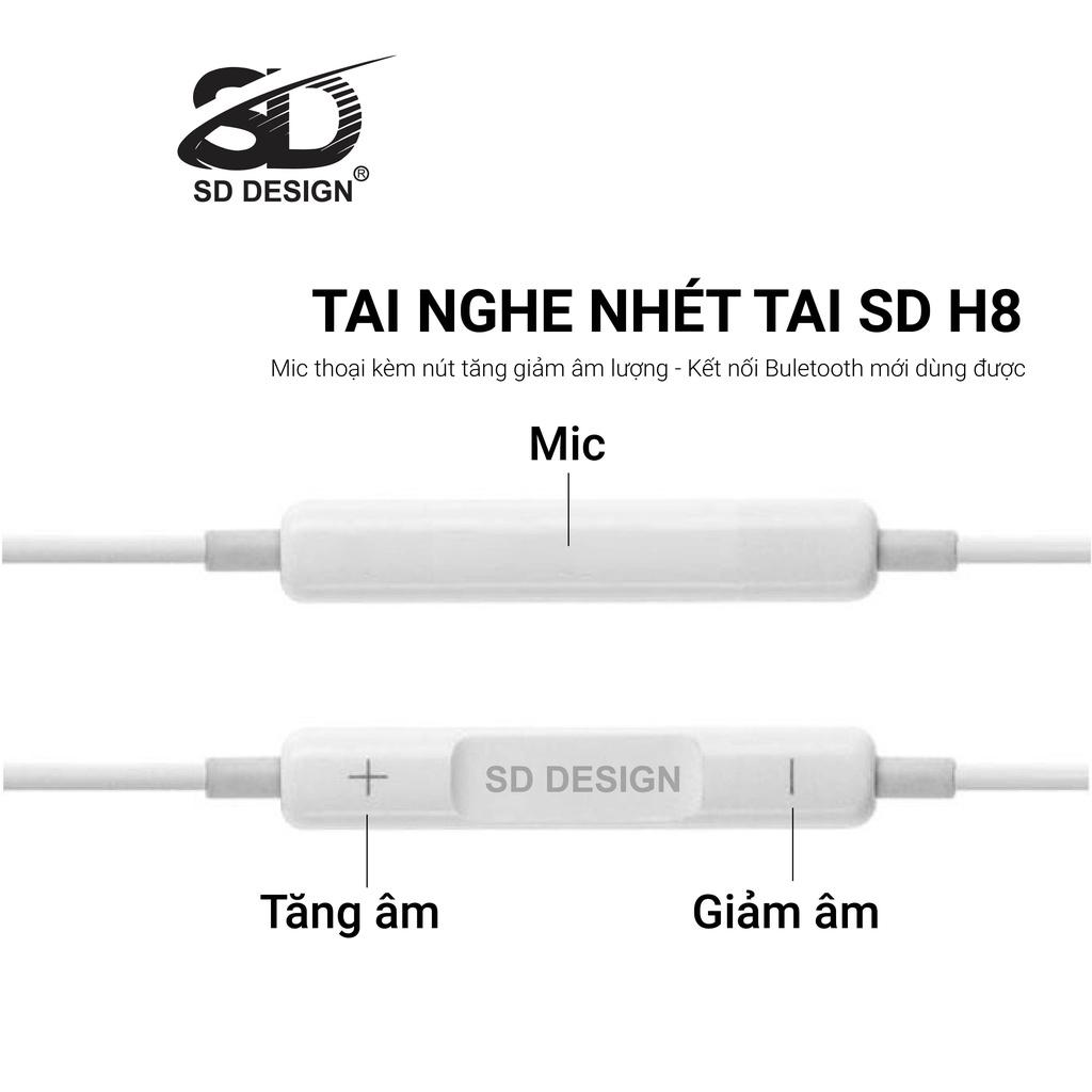 Tai Nghe Dây H8 SD DESIGN dùng cho điện thoại 7 đến 13 Pro Max - Kết Nối Bluetooth Mới Dùng Được