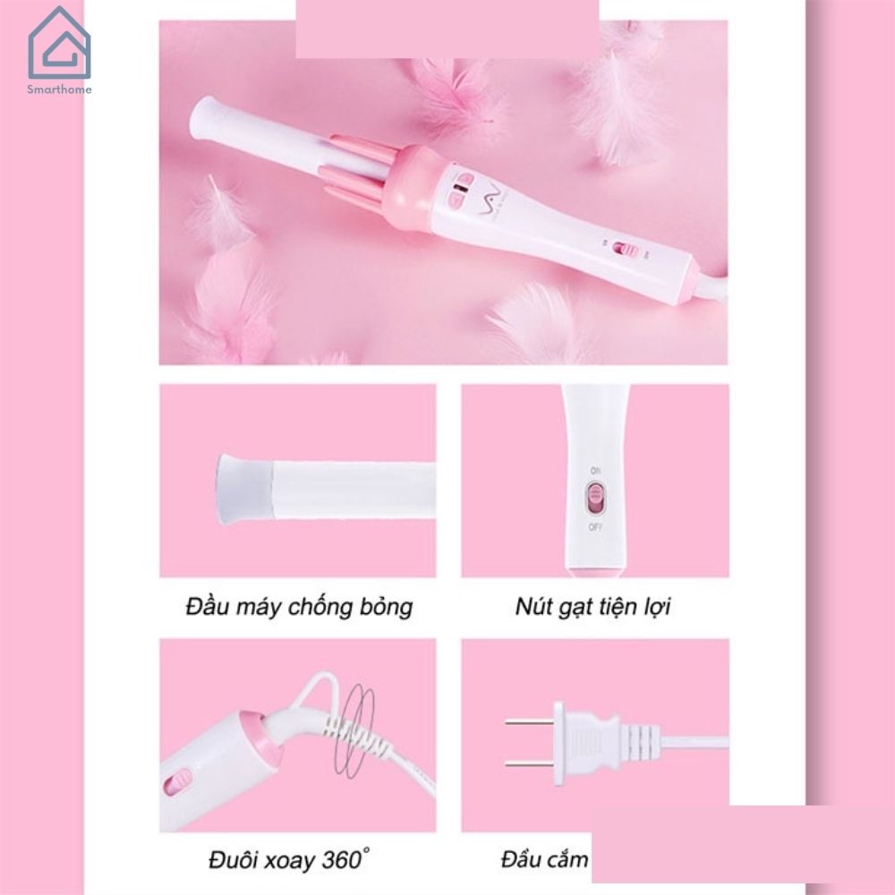 Máy Uốn Tóc Làm Xoăn Xoay Tự Động 360 Độ Hàng FULL BOX Chính Hãng MINIIN - Tặng Máy Ép Tóc