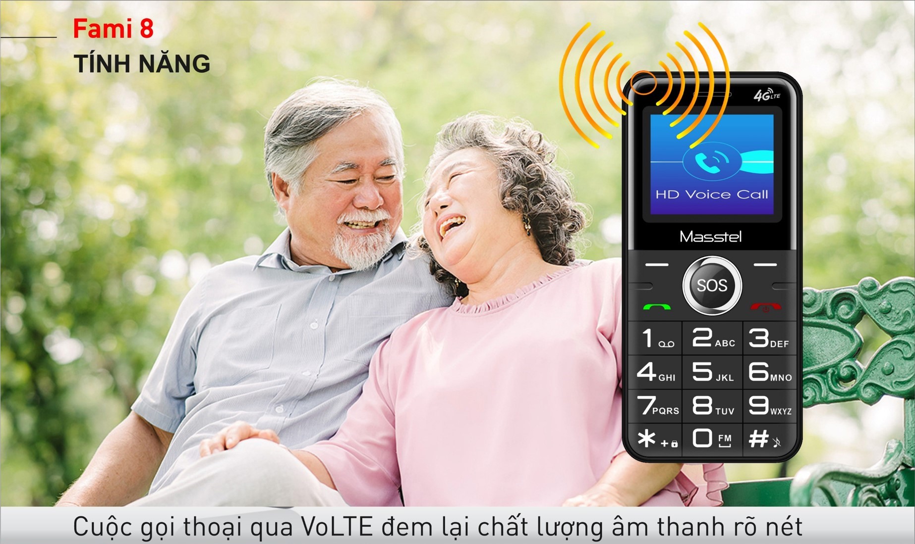 Hình ảnh Điện thoại Masstel Fami 8 4G(LTE) Gọi HD call , Bàn phím chữ số lớn,Loa to - Hàng chính hãng