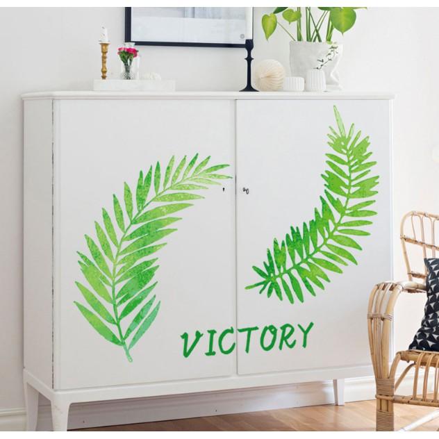 Decal trang trí tường - Lá Cỏ Bắc Âu xanh VICTORY