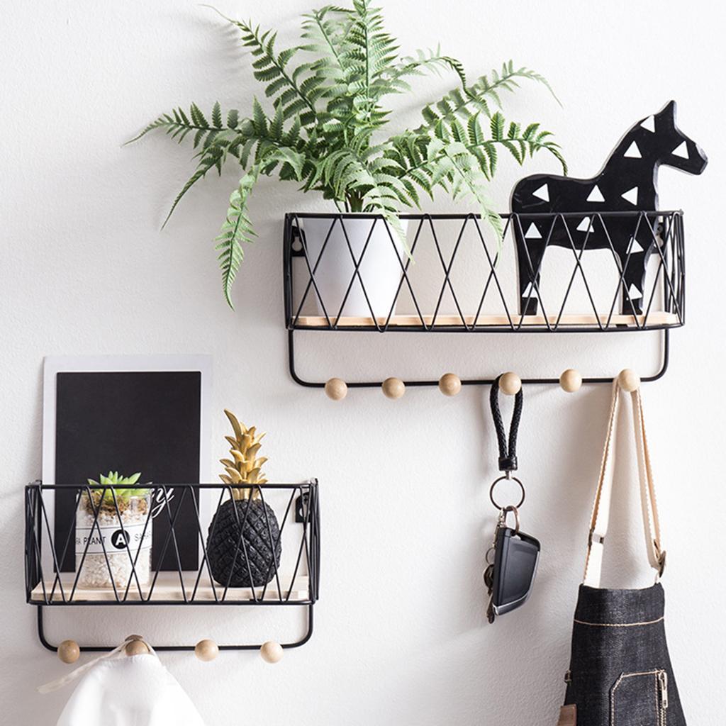 2x Iron Key Holder Mail Rack Entryway Hooks Coat Mail Organizer for Hallway