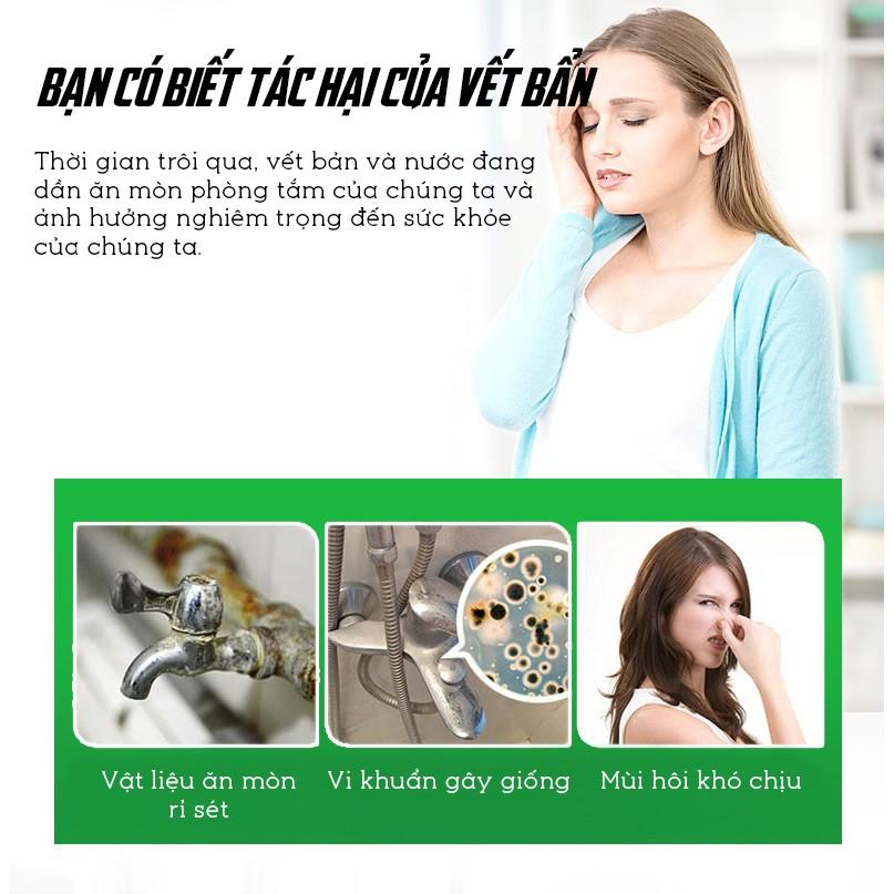 Dung Dịch Làm Sạch, Tẩy Vết Ố Vách Kính Nhà Tắm, Cặn Caxi Cao Cấp 500ml