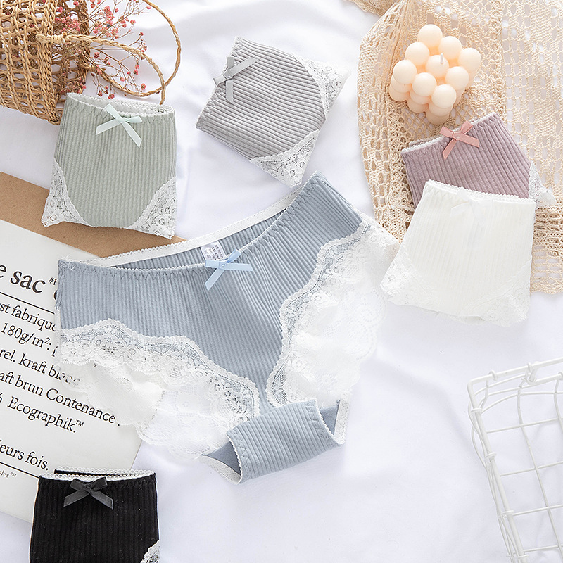 Set 4 Quần lót nữ ren đính nơ xuất Nhật mềm mại thoáng khí QLN65