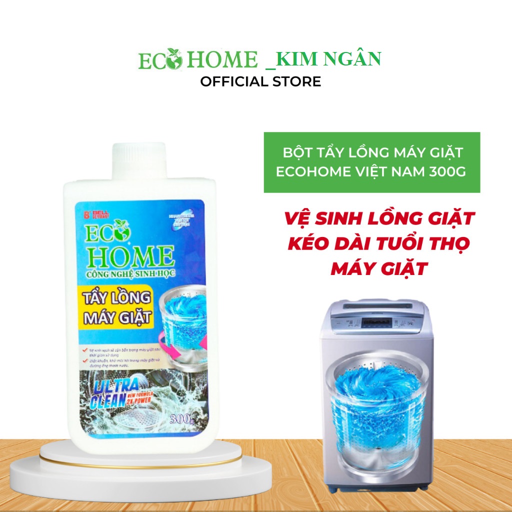 Tẩy Lồng Máy Giặt ECOHOME-Tẩy Lồng Giặt ECOHOME Kim Ngân Store Giúp Loại Bỏ Những Cặn Lắng Canxi, Chất Bẩn Cau Cặn 300g