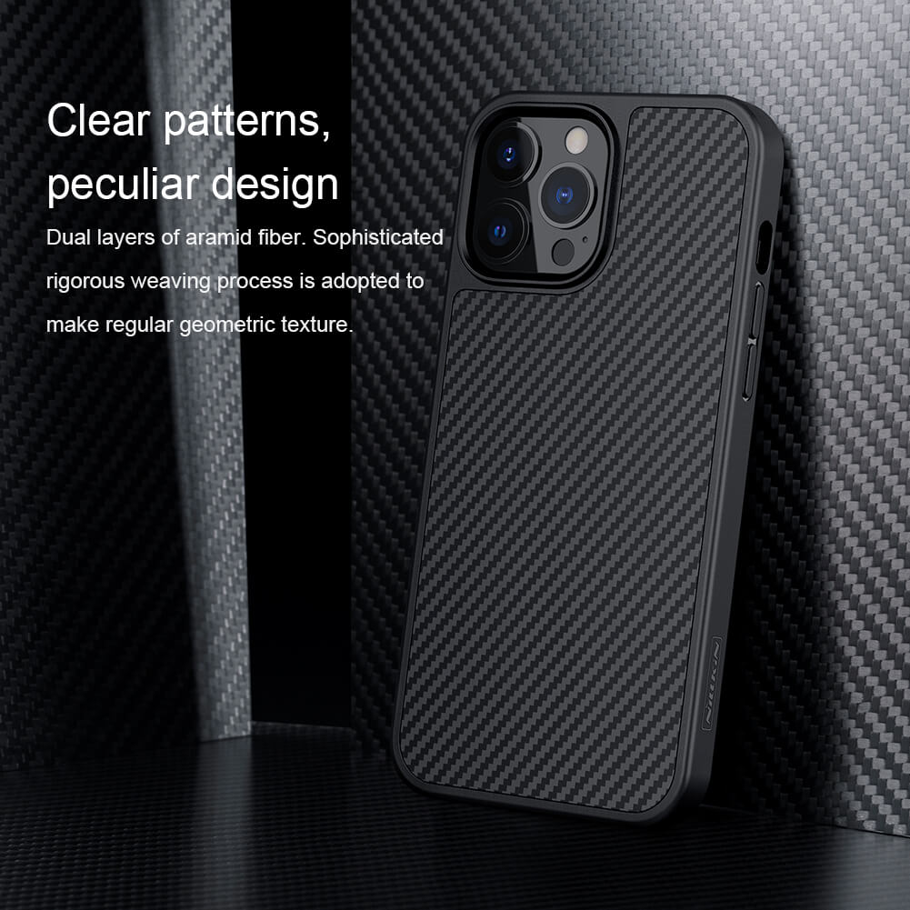 Ốp lưng chống sốc siêu mỏng cho iPhone 13 Pro Max chất liệu vân carbon cao cấp hiệu Nillkin Synthetic fiber - Hàng nhập khẩu