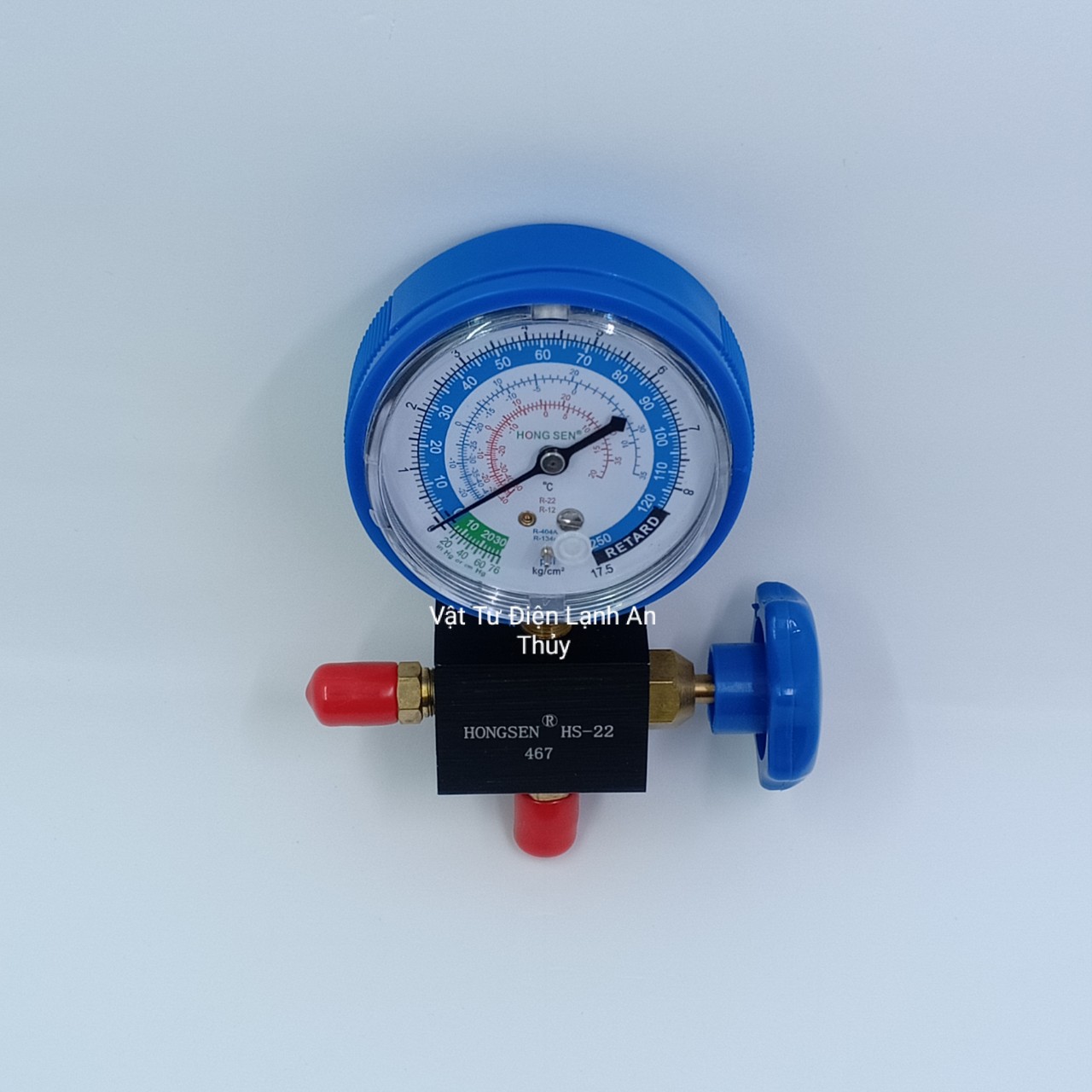 Đồng hồ nạp gas tủ lạnh điều hoà  - Đồng hồ nạp gas máy lạnh đơn xanh HONGSEN