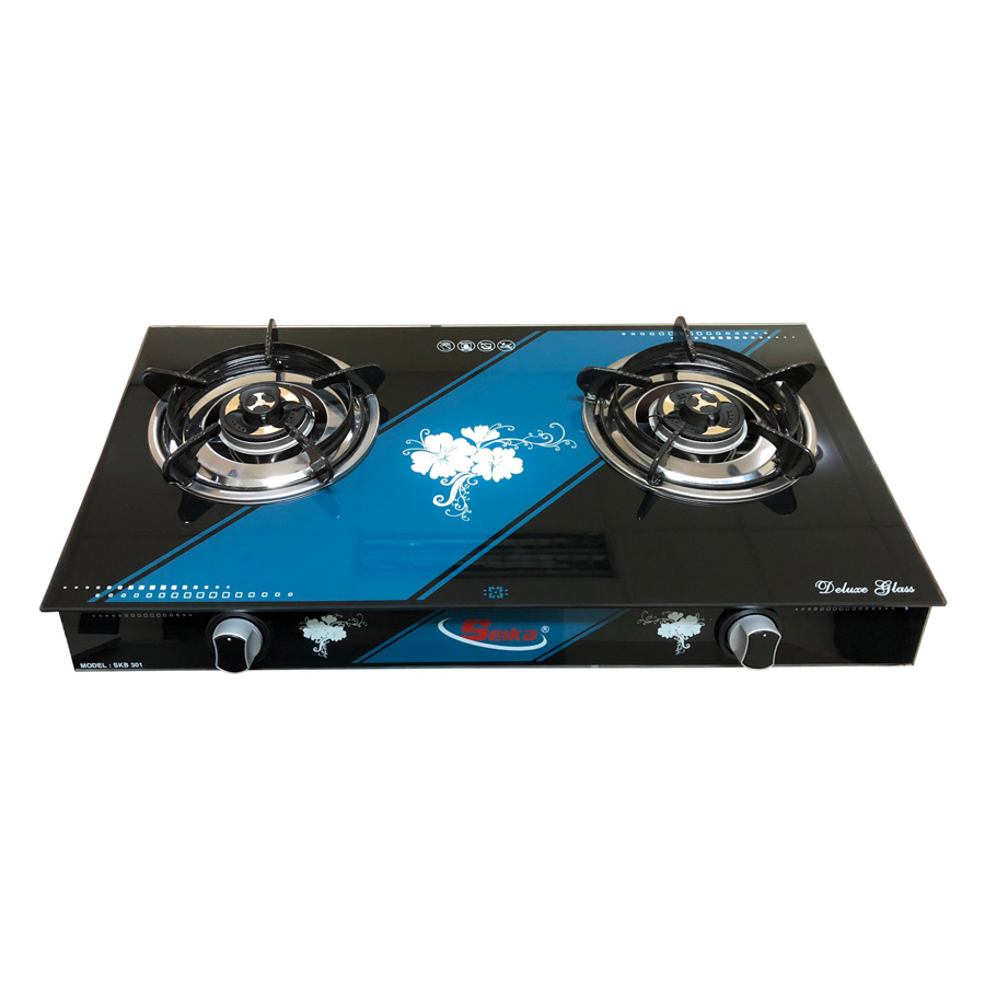 Bếp Gas Đôi Mặt Kính Sen Đồng Seika SKB301 - Hàng Chính Hãng