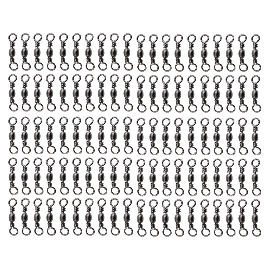 100 Pieces Rolling Barrel Swivels Bearing Hook Ring Fishing Accessories