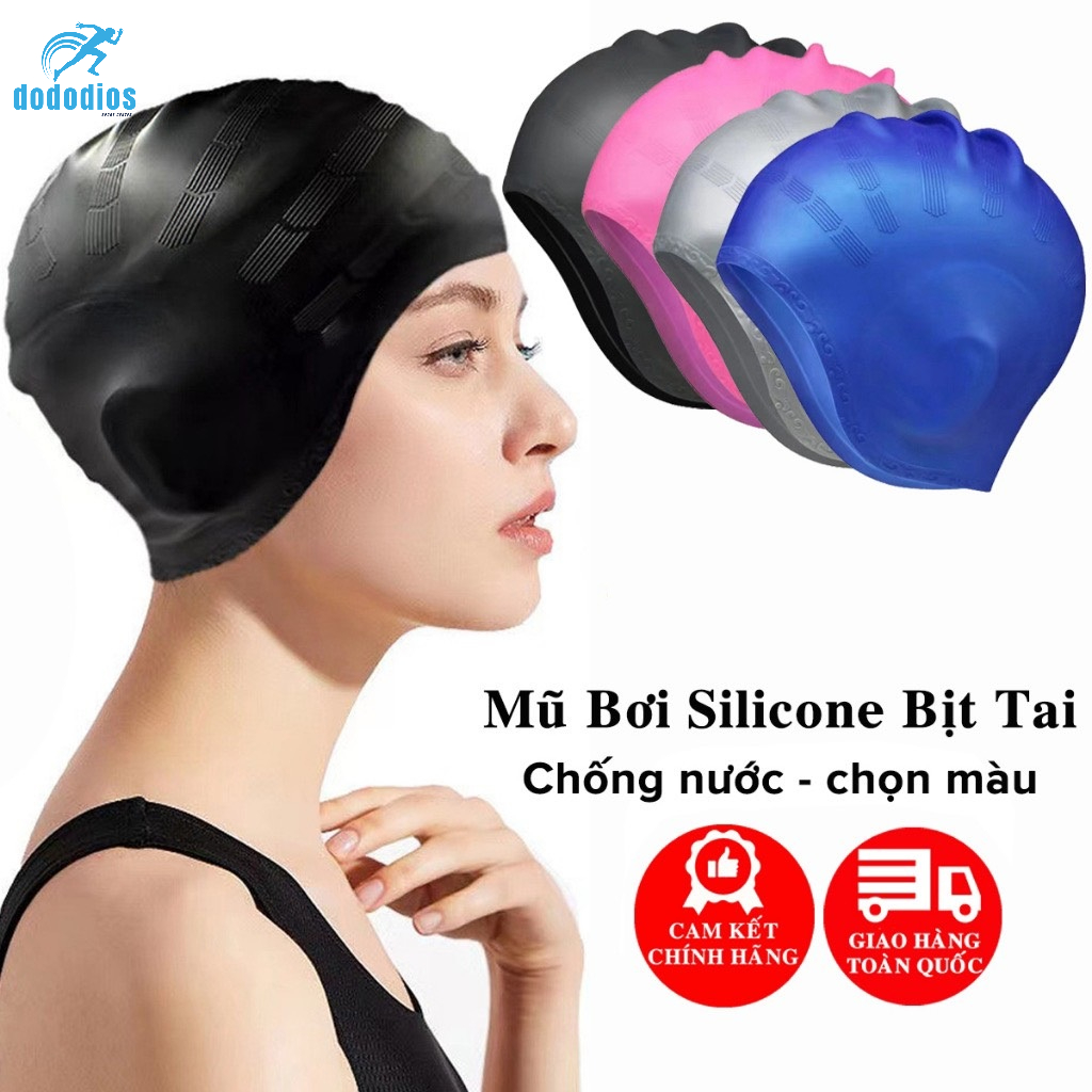 Nón bơi, Mũ bơi TRÙM TAI, chất liệu silicone đàn hồi, thiết kế thời trang cao cấp CA33 dododios Collection - Hàng Chính hãng dododios