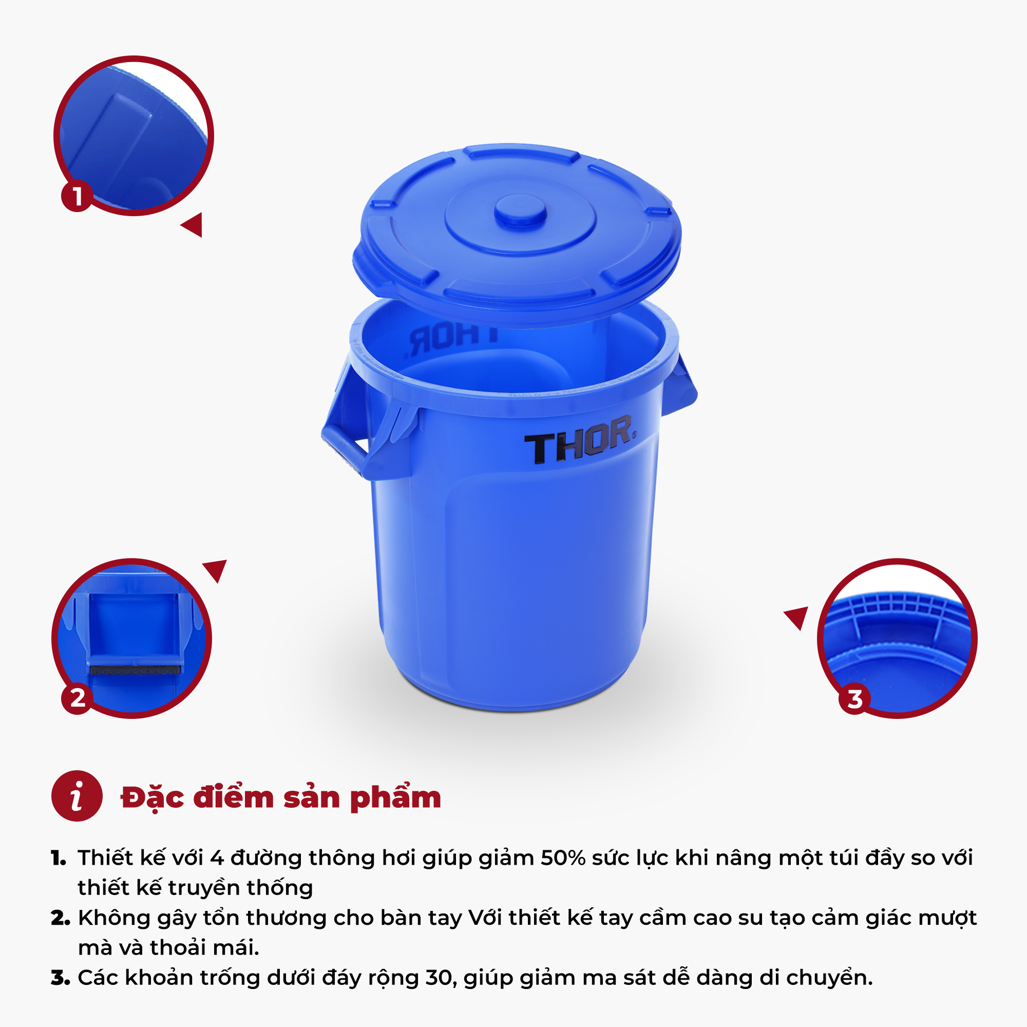Thùng nhựa tròn đa năng chịu lực THOR 38L thương hiệu TRUST 1011GN
