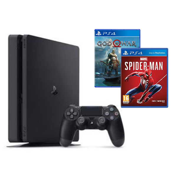 Bộ Playstation 4 Slim Model 2218B (1000gb) Kèm 2 Đĩa Game Spider-man + Godofwar 4 - Chính Hãng