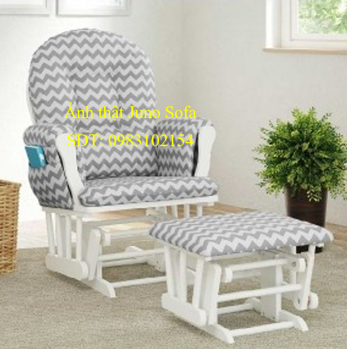 Ghế lắc thư giãn Rocking chair Juno Sofa Màu trắng Nệm sọc W