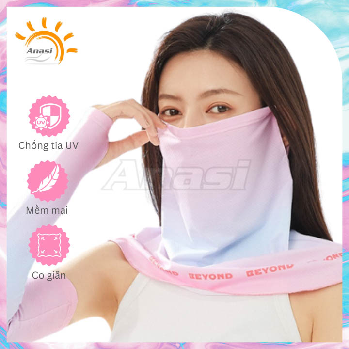 Khẩu trang + Găng tay chống nắng dệt cao cấp Anasi OBR35 - UPF50+ cản tới 99% tia UV có hại