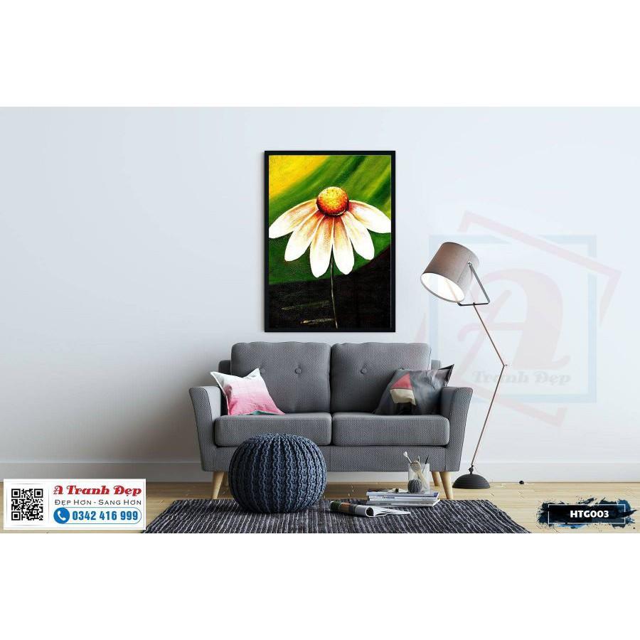 Tranh Canvas hoa cúc dại họa tiết đơn giản - HTG003