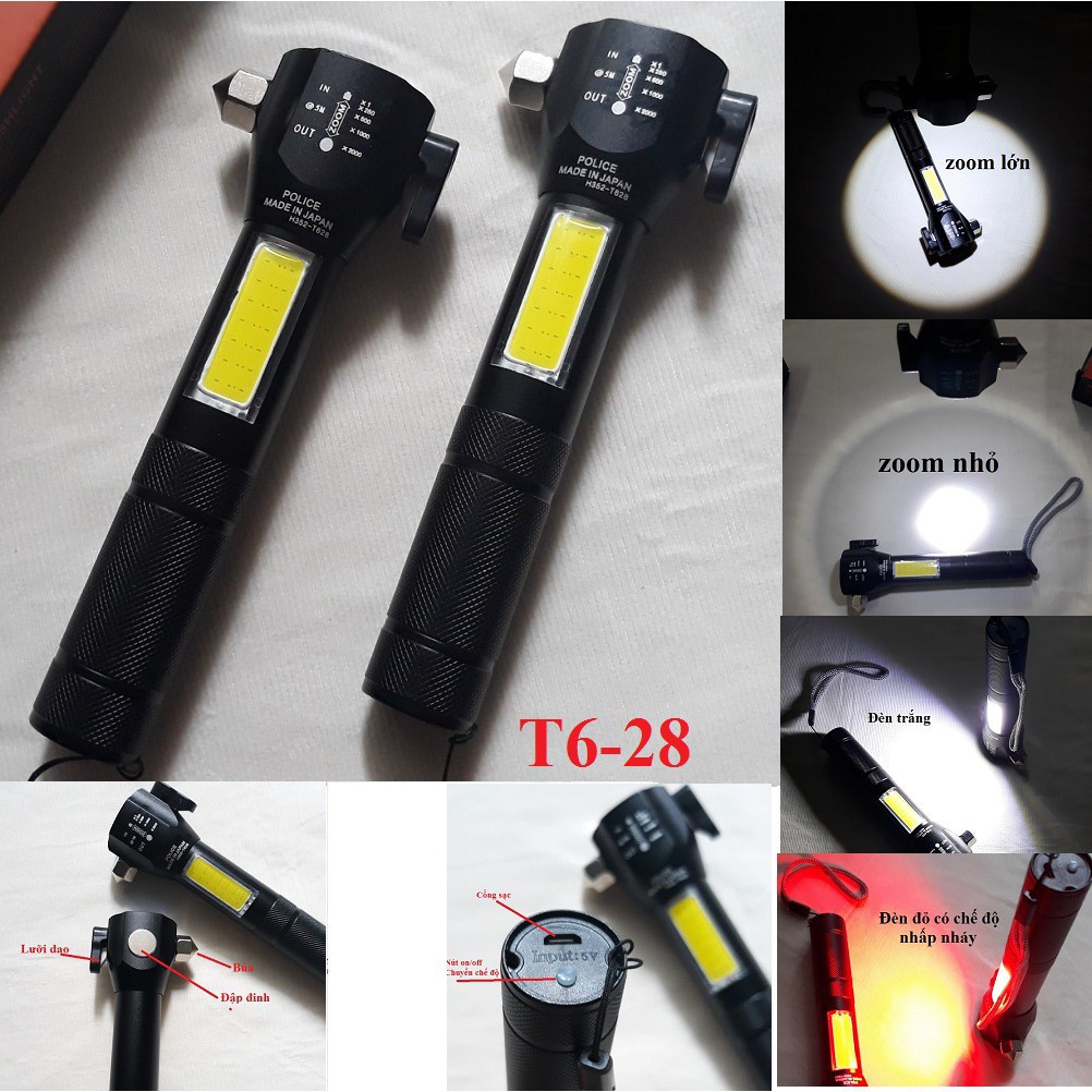 Đèn Pin Siêu Sáng Cứu Hộ T6-28 đa chức năng - HENRYSA