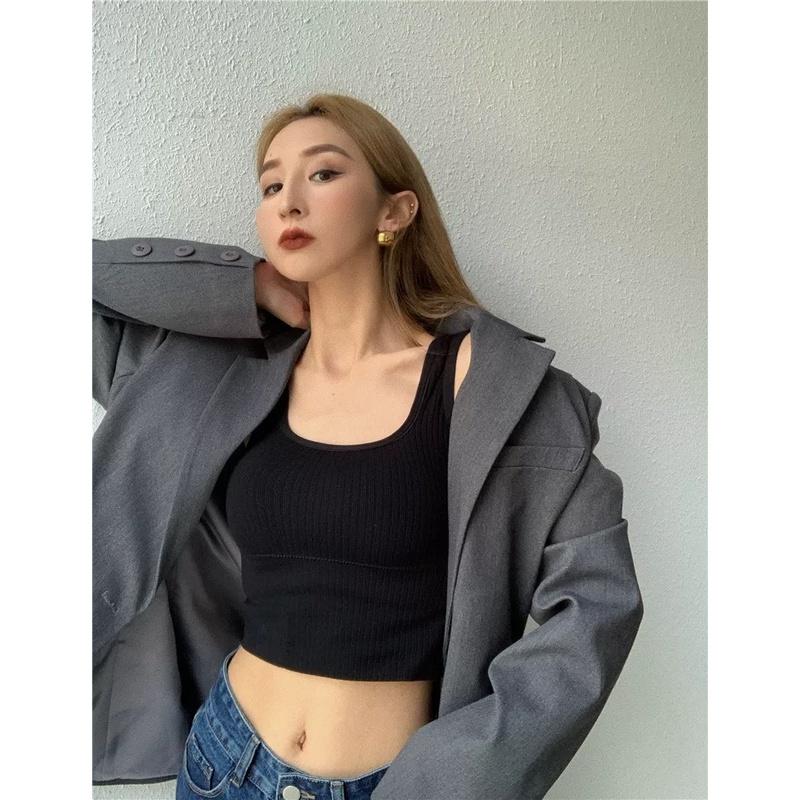 Áo croptop hai dây 3 lỗ bản to nữ kèm đệm mút chất thun tăm dày dặn co giãn tốt đi chơi đi tập trẻ trung năng động AN07