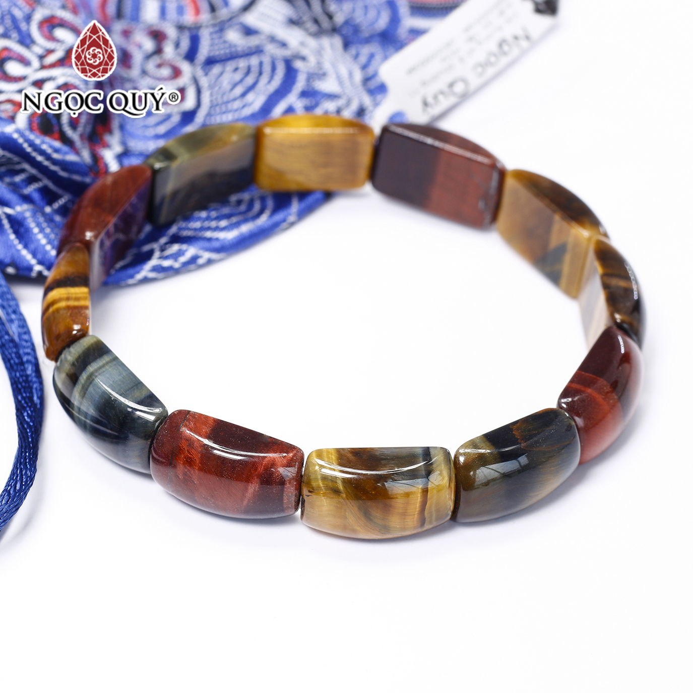 Vòng tay bản đá mắt hổ tam tài - Ngọc Quý Gemstones