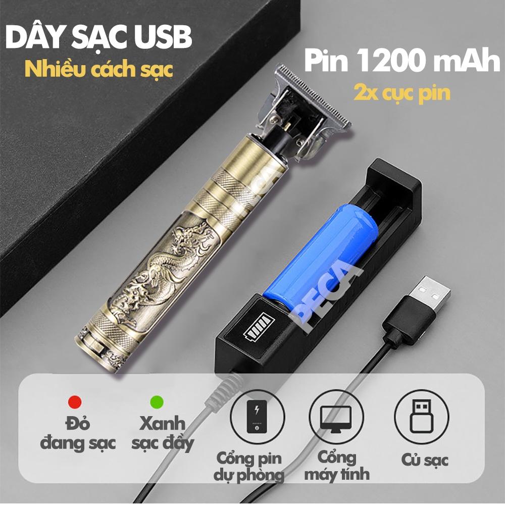 Tông đơ chấn viền không dây Kemei KM-1974C có 2 pin rời thay thế sử dụng dây sạc USB tiện lợi, có thể khắc tatoo, cạo trắng, cạo đầu trọc, cắt tóc chuyên dụng