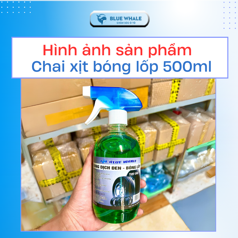 Combo 2 chai xịt làm đen bóng lốp Cá Voi 500ml phù hợp với mọi loại lốp cao su ô tô, xe máy, xe đạp điện