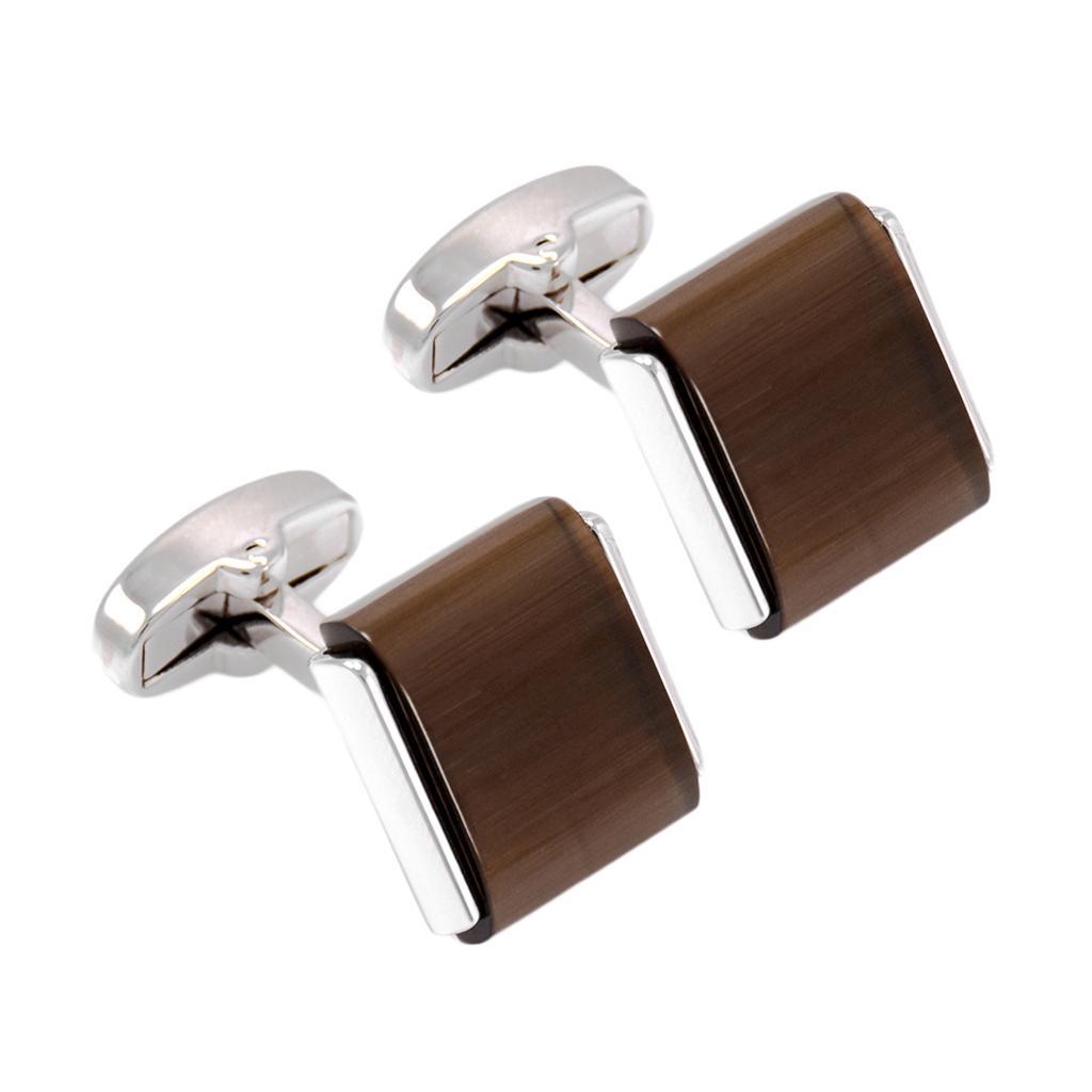 Brown Opal Stone French Cufflinks Business Wedding Shirt Brass Cuff Links