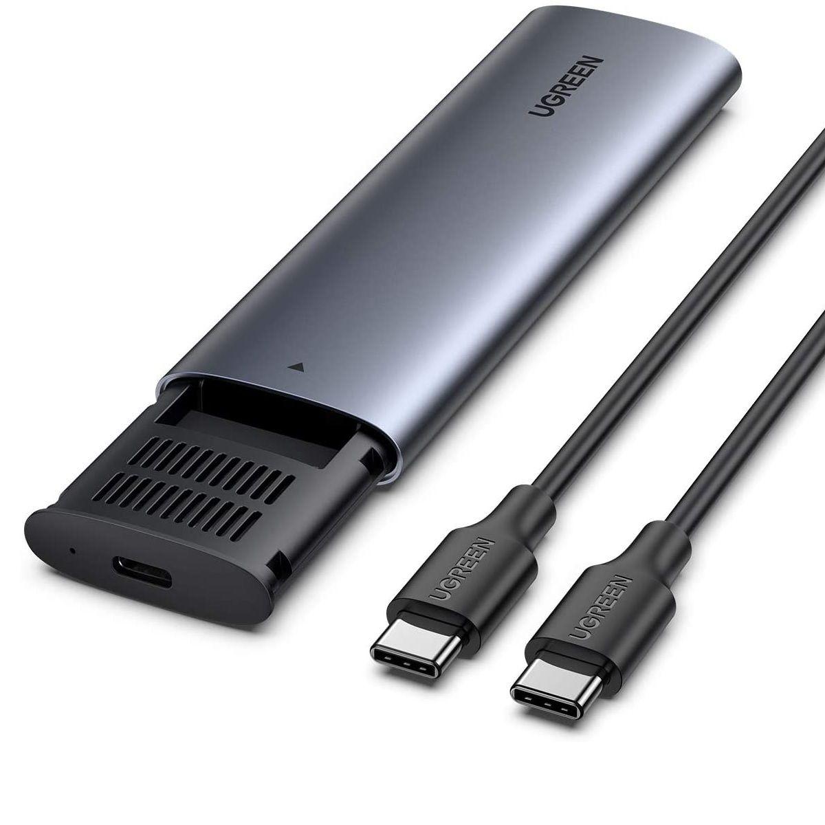 Ugreen UG10902CM400TK 0.5M m.2 nvme usb type c 10gbps hộp ổ cứng ssd màu xám kèm cáp 2 đầu C 3.1 Gen 1 - HÀNG CHÍNH HÃNG