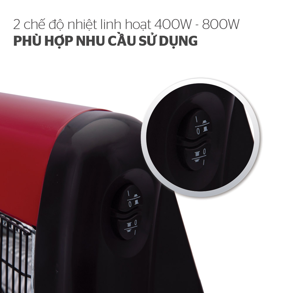 Sưởi Điện Hồng Ngoại Sunhouse SHD7013 (800W) - Đen Đỏ - Hàng Chính Hãng