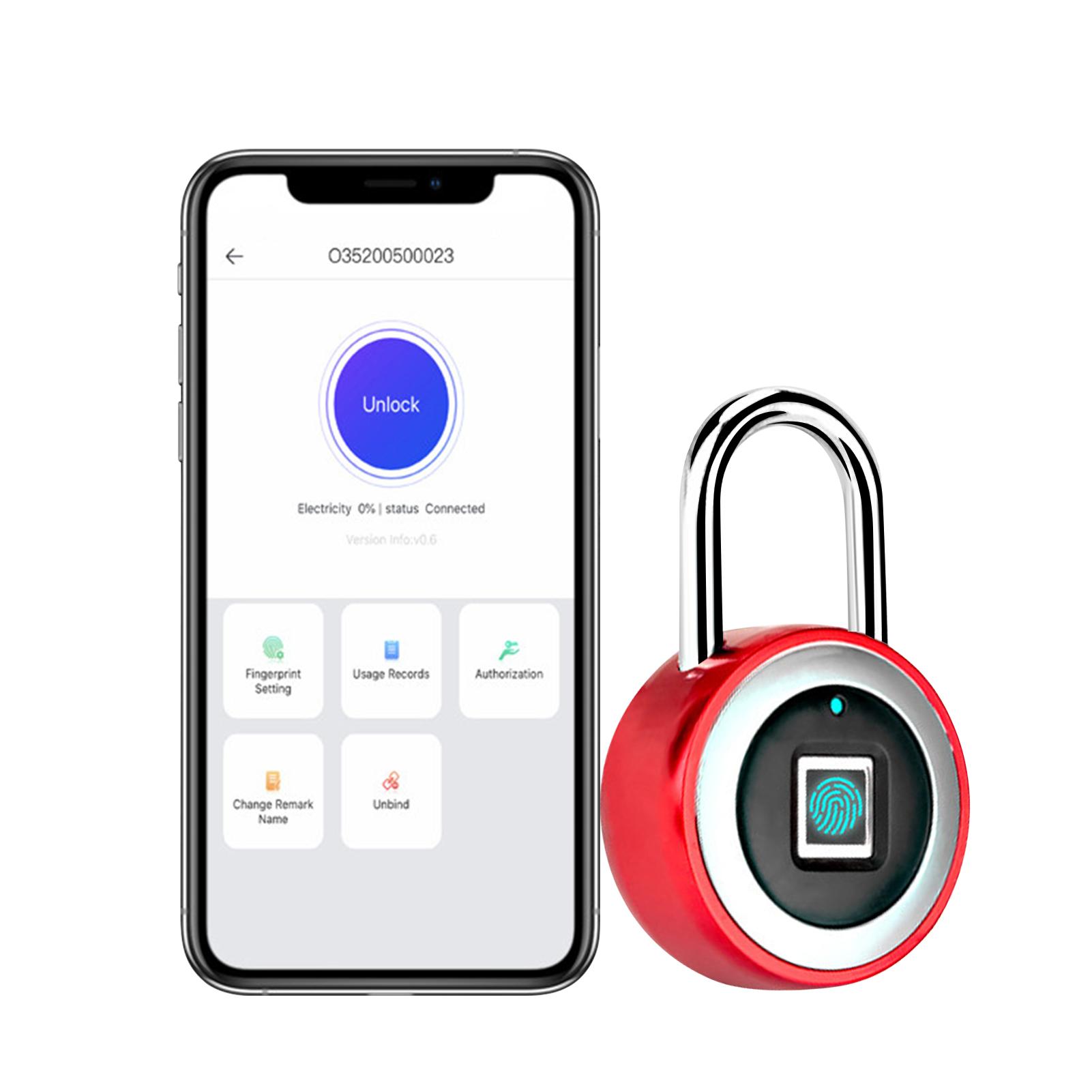 Ổ khóa vân tay bluetooth thông minh, lưu trữ đến 10 dấu vân tay, chống nước IP65, kết nối App