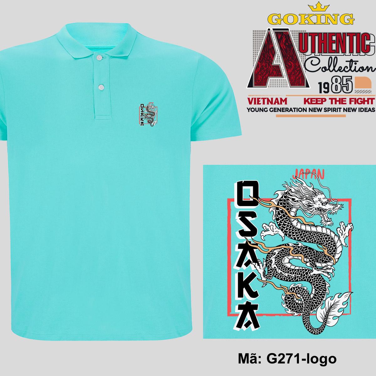 OSAKA, mã logo.g271. Áo thun polo nam nữ, form unisex. Áo phông cổ trụ Goking, vải cá sấu 3D, công nghệ chống nhăn Nhật Bản