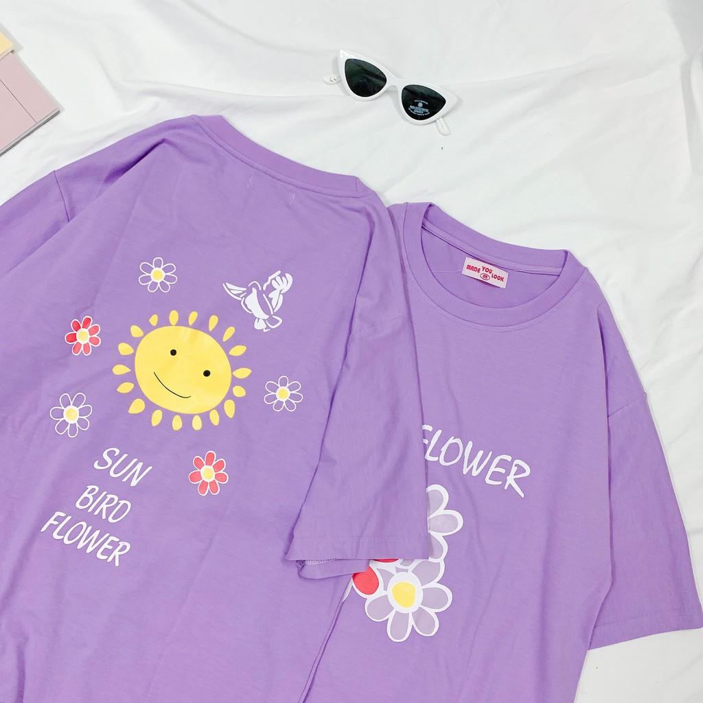 Áo Thun Tay Lỡ Unisex Form Rộng LUCKY FLOWERS