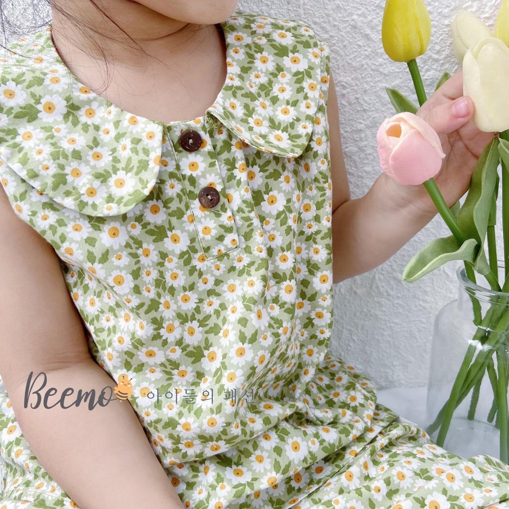 Bộ thô hoa nhí quần ngố áo cổ sen xinh xắn cho bé gái mimo baby QA16
