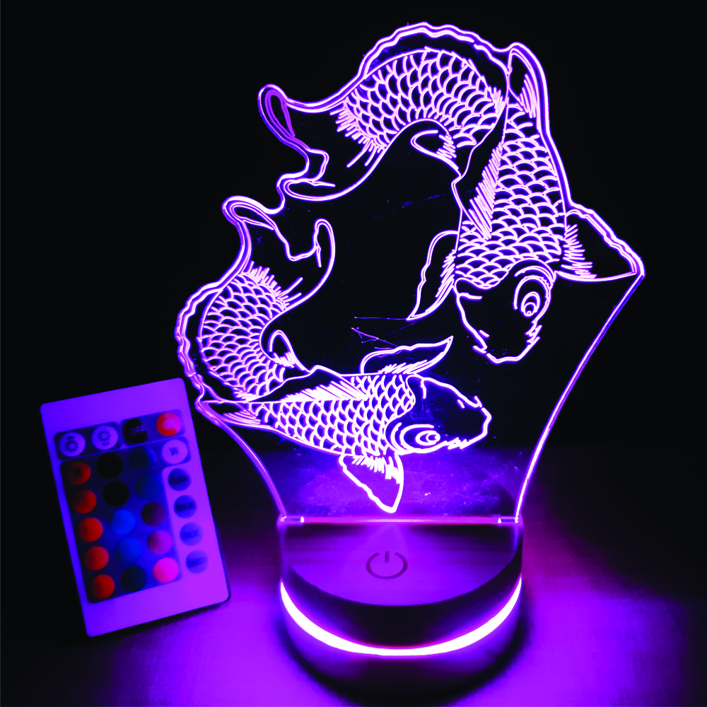 Cá koi, Đèn 3D led, Đèn ngủ thay đổi 16 màu