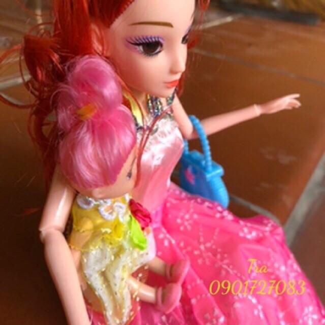 Bộ búp bê khớp mẹ con kèm tút xách, mắt 3D cực đẹp