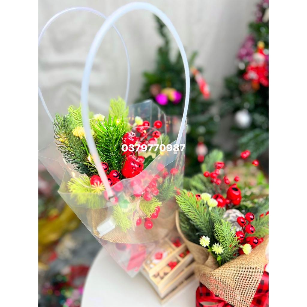 Bó hoa lụa quà tặng dịp lễ,sinh nhật,noel đào đông đỏ cành quả cherry
