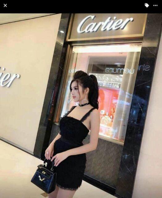 Đầm cúp ren tầng 2 dây