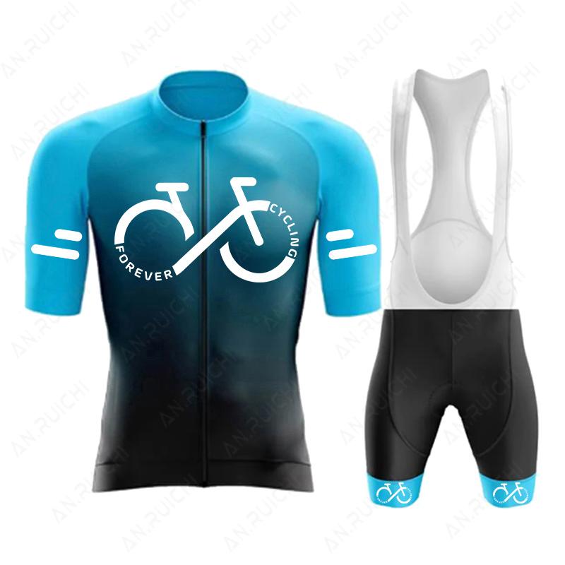 Bộ đồ đi xe đạp Set 2023 Summer Ropa Ciclismo Đàn ông Xe đạp Xe đạp GRACKIENT MÀU SẮC ĐIỀU KHOẢN JERSEY VIT Color: A5 Size: XS