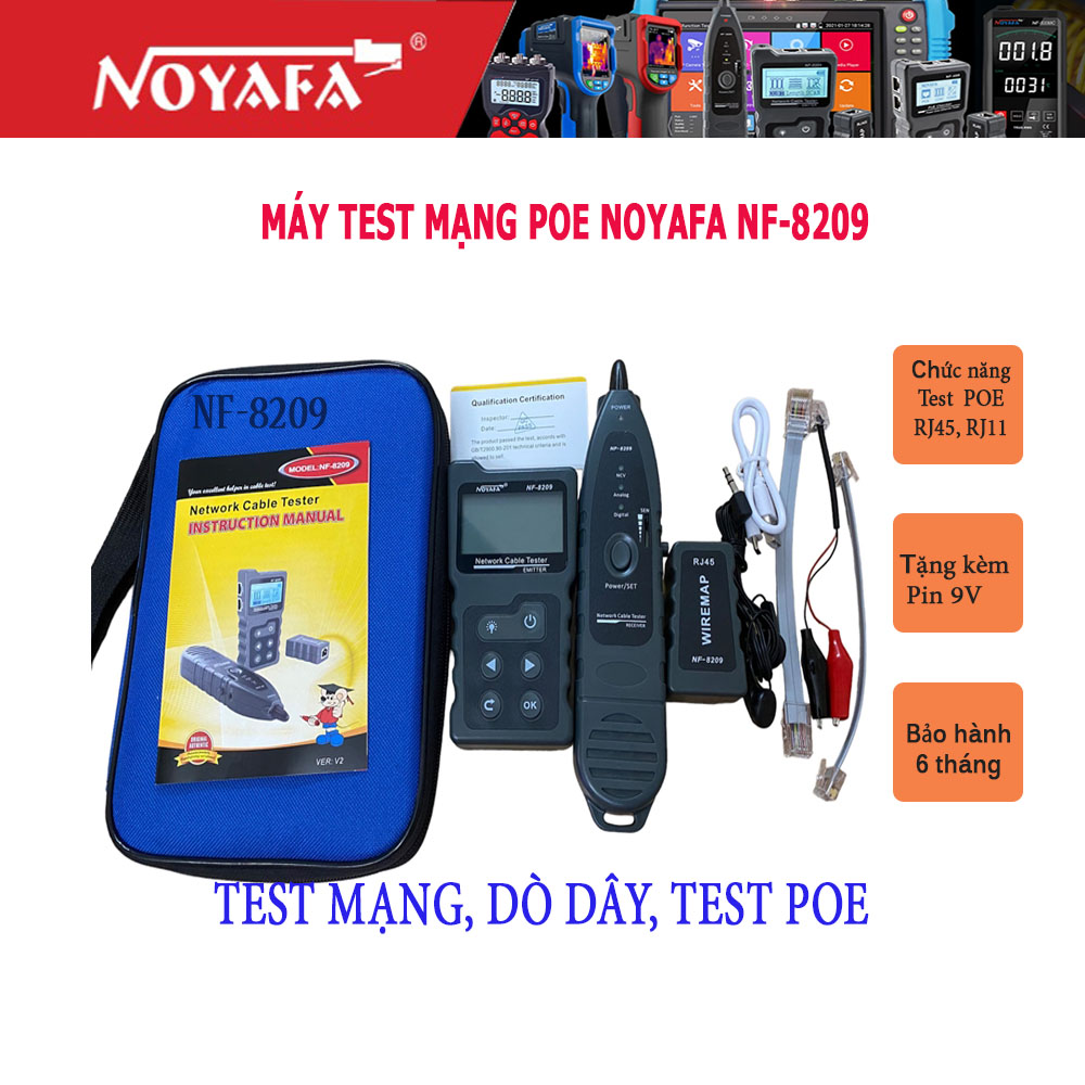 Máy test mạng, dò dây, test POE Noyafa NF-8209 - Hàng nhập khẩu chính hãng