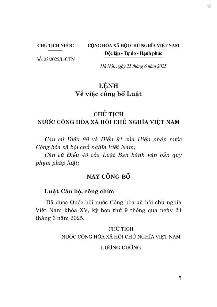 Luật cán bộ, công chức năm 2025 - bản in 2025
