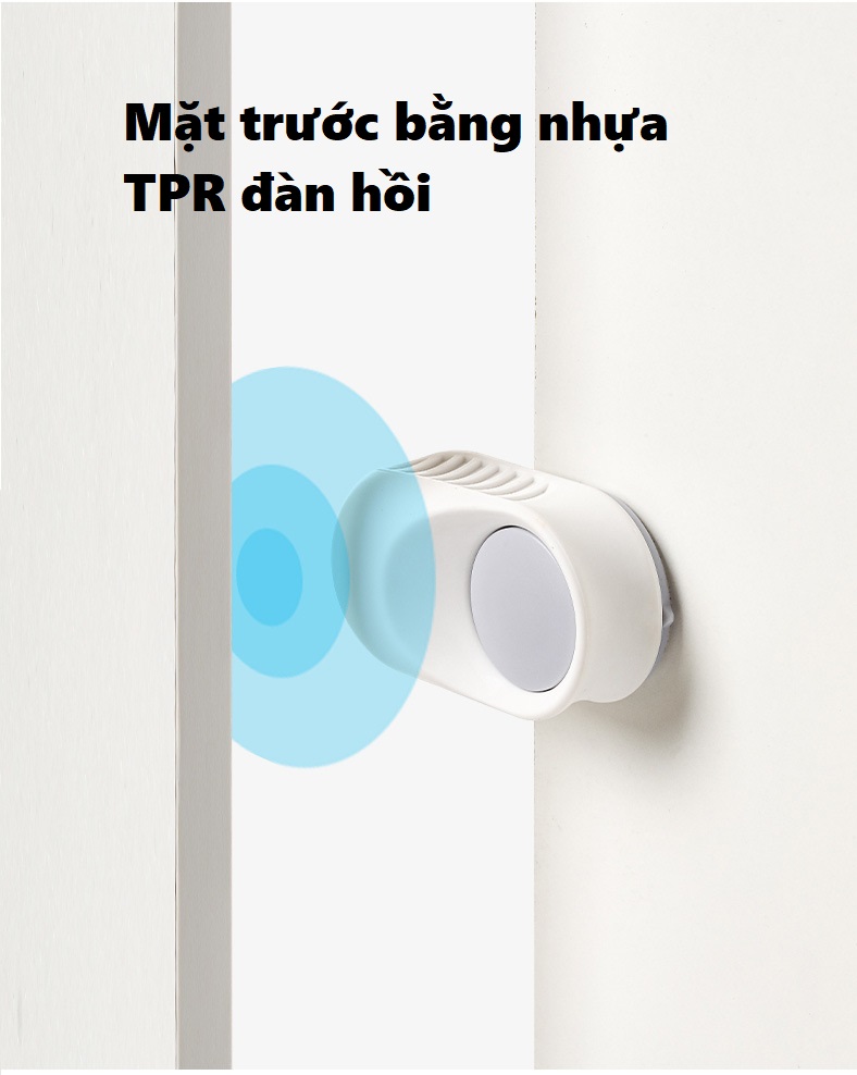 Dụng cụ chặn cửa ABS cao cấp dán cố định màu trắng xoay 180 độ chống kẹt tay, an toàn, giảm tiếng ồn
