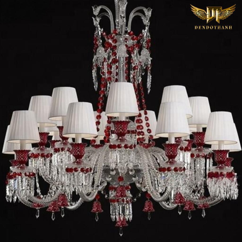 Đèn chùm nến phale phòng khách phối theo phong cách màu rượu vang đỏ, phale đỏ cao cấp NPL DT LIGHt (HÀNG NHẬP KHẨU) - tay chao thuỷ tinh